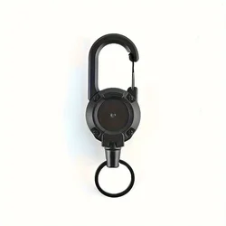 Heavy - Duty Retractable Multifunctional Keychain with Steel Cord and Reinforced Buckle for Outdoor Activities (1PC - Black)