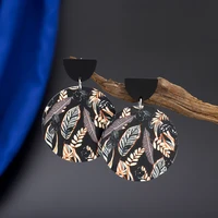 Vivian Acrylic 3D Printing Leaf Dangle Earrings 2