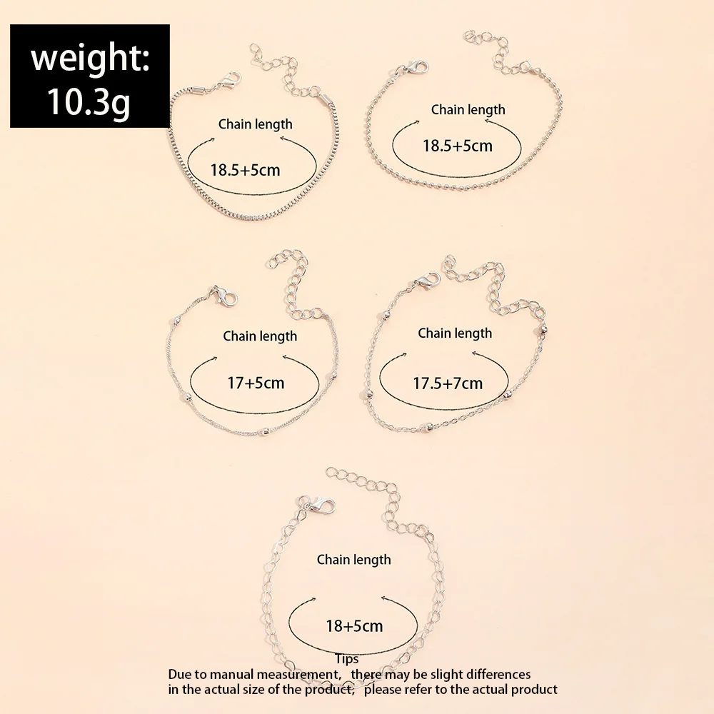 5Pcs/Set New Silver Color Multilayer Interlocking Hearts Bracelet Retro Bangle For Women Fine Fashion Jewelry Wedding Party Gift - Image 6