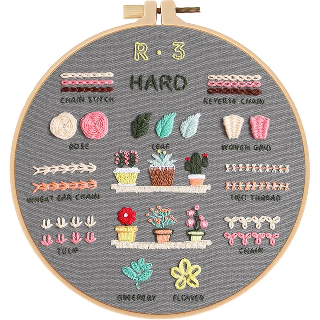4 Stage Embroidery Kit for Beginners Adults Learn 38 Stitch Techniques with Floral Patterns Threads Tools Easy Instructions 5