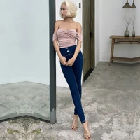 Shascullfites Melody Dark Blue Four Ways Stretchable High Waist Denim Leggings Button Up Push Up Jeggings Streetwear For Women 2