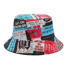 

Sparsil Women Graffiti Bucket Hat Men Hip Hop Panama Cap Summer Beach Sunscreen UV Protect Hats Unisex Foldable Fish Bonnet