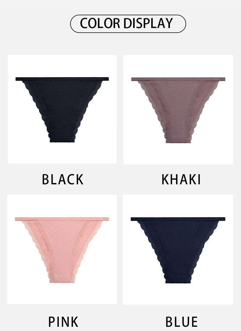 Cotton Lace Briefs Set - Womens Comfortable Underwear 3 Pcs S-XL