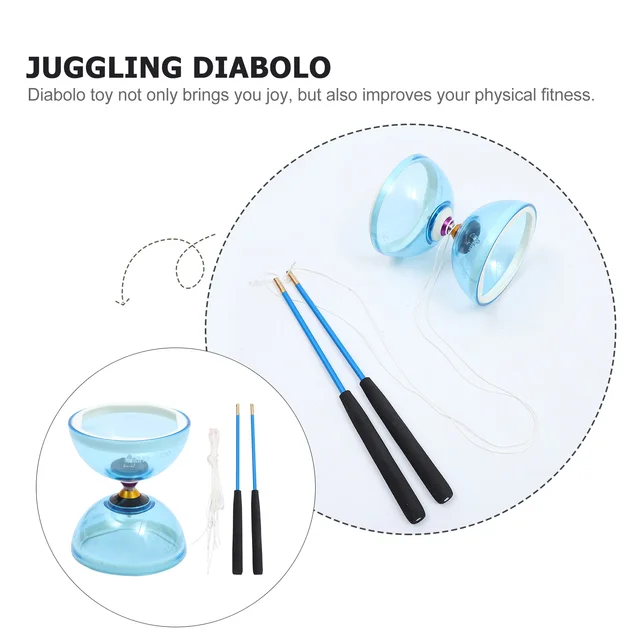 1 Set Chinese Yo-yo Juggling Crystal Diabolo Plaything with Diablo Sticks and String 3