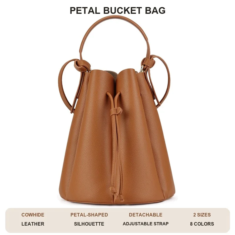 Women’s Vintage Bucket Bag Trendy Crossbody Shoulder Bag Petal Design Handbag Fashion Commuter Purse Casual Ladies Tote Bag 6