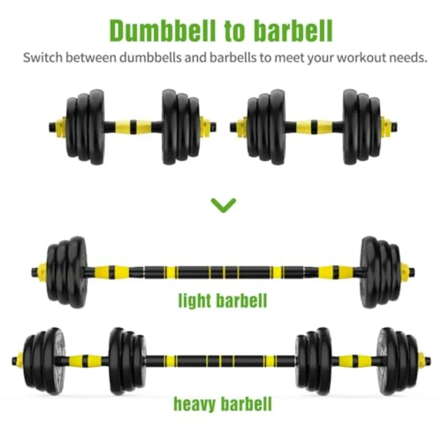 Adjustable Dumbbell Set, 44 lb Free Weight Dumbbell Barbell Set with Connectors, Converts to Barbell, for Home Gym Exercise, Wom