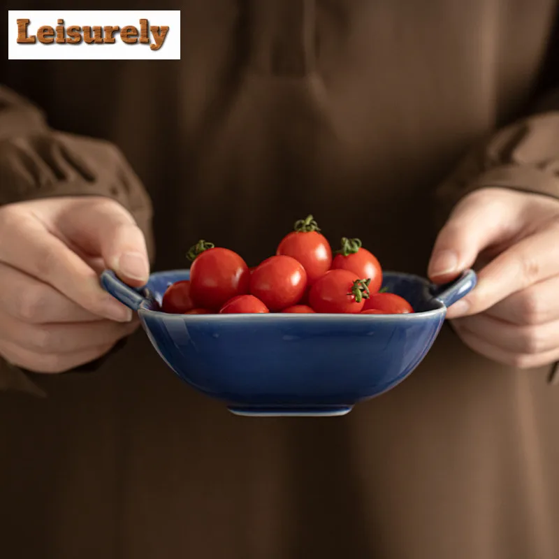 Auspicious Clouds Double Ear Fruit Dishes Vintage Pastry Plate Dry Fruit Serving Tray Household Plates For Food Tableware Gift