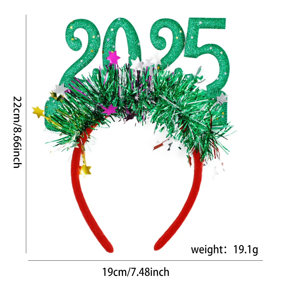 2pcs Christmas and New Year Headband Bar Party Carnival Glitter Colored Headpiece Numbers Christmas Hair Accessories