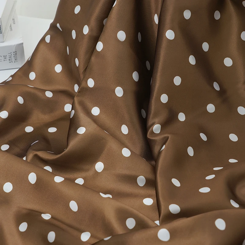 Colorful Polka Dots Silky Satin Fabric - Soft, Elegant Material for DIY Dresses, Linings, and Clothing Sewing Projects