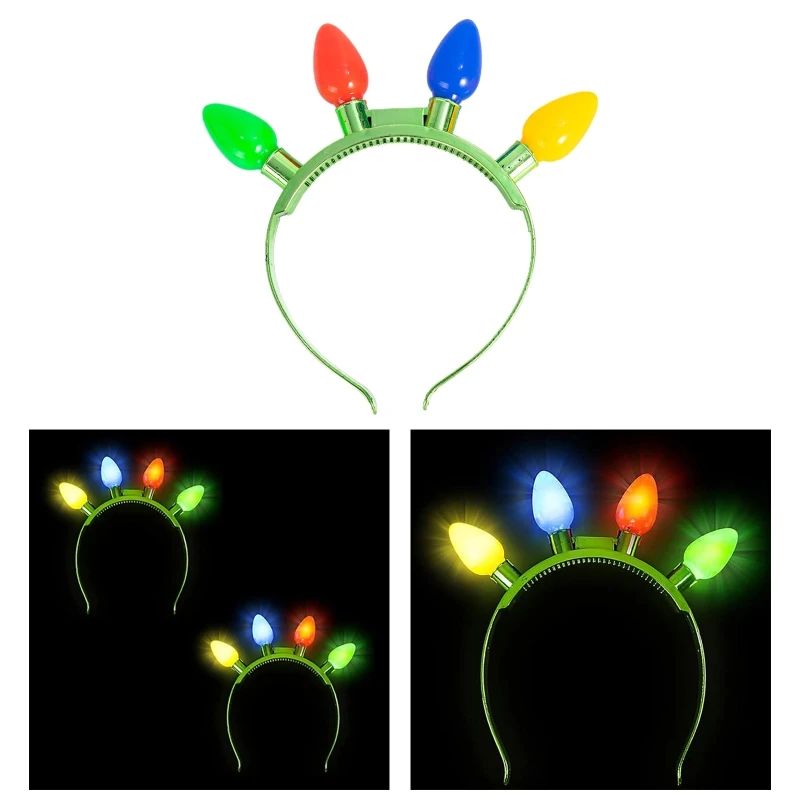1 Pack Christmas Light Up Bulb Headband Led Glow Christmas Headbands for Kids Adults Xmas Accessories New Year M68E