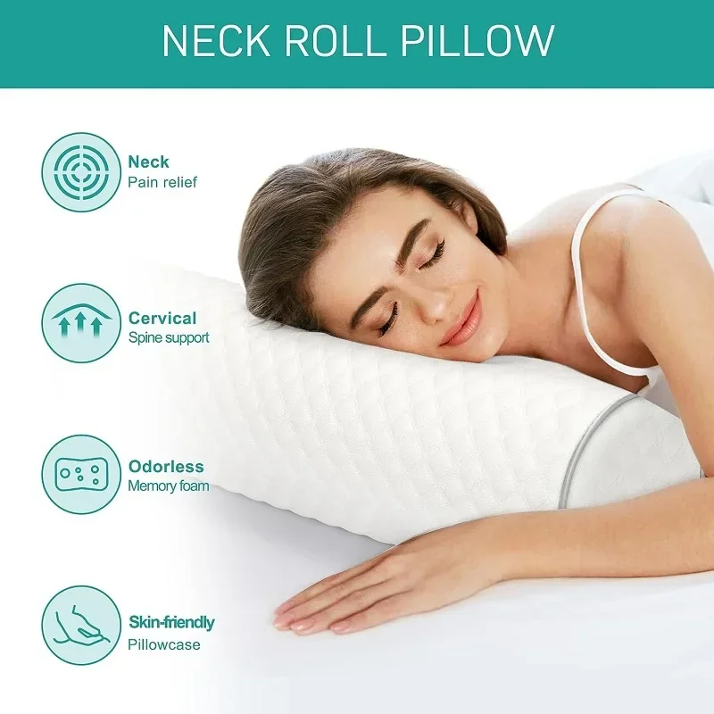 Memory Foam Pillow Soft Neck Roll Pillow 1551 Microbead Roll Neck