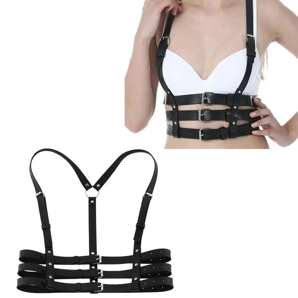 

PU Leather Body Strap Black Women Harness Belt High Quality Waist Belt for Women Party Dating