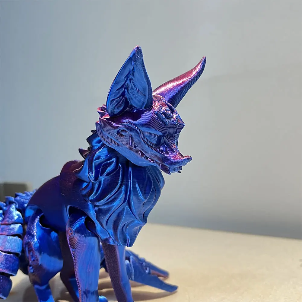 3D Printed Plastic Nine Tailed Fox Figure for Desk