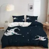 Modern Rocket Ship Duvet Cover Set Full Size,Space Ship Galaxy Bedding Set,boys Girls Rocket Planet Star Cartoon Comforter Cover 3