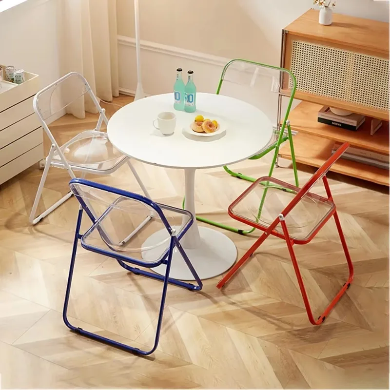 Aesthetic Design Dining Chairs Plastic Waterproof Transparent Folding Dining Chairs Kitchen Living Room Chaises Home Furniture