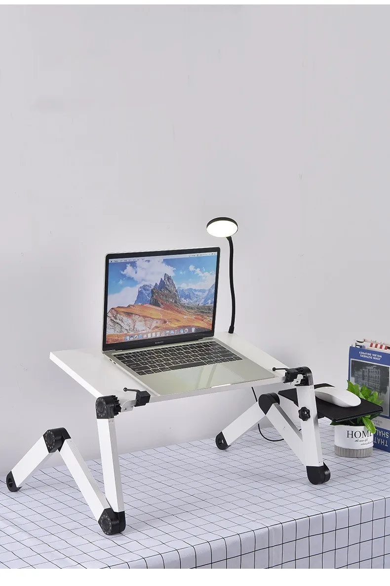 Description Picture 4 of itemPortable adjustable foldable computer desk, laptop rack, TV bed, laptop desk rack, with desk lamp, mouse pad, cooling fan, lapto