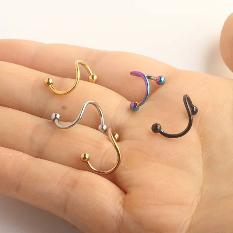 mix color Twisted Barbell 16g Spiral Earrings Daith Helix Tragus Navel Belly Button Rings Piercing Jewelry Cartilage Earrings St