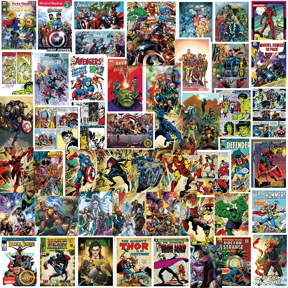 Pegatinas de Marvel de Disney para niños, calcomanía de superhéroes de Los  Vengadores, equipaje, Maleta, portátil, Graffiti, monopatín, 10/50/100 Uds.