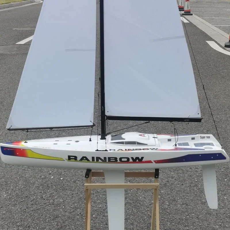 RC Boat Sailing Model 2.4G Rainbow 880 Electric Sailing Model Glass Steel Body Pure Wind