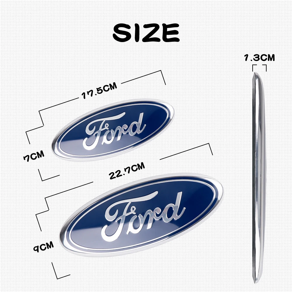 Für Ford Auto Vorderes Motorhauben-Emblem Hinteres Kofferraum-Abzeichen Vorderer Kühlergrill-Aufkleber Mustang Focus Transit Ecosport Edge Fiesta Mk7 Escape Mondeo – Detail 4
