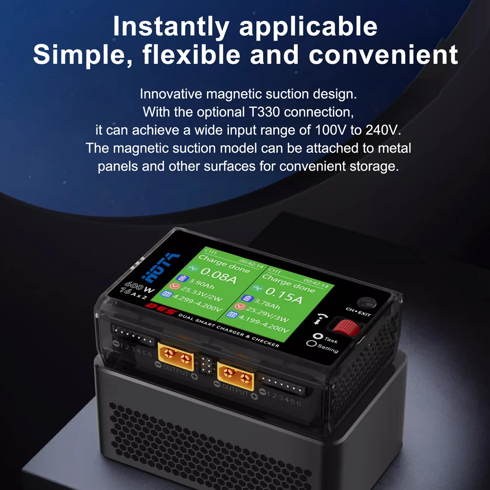 HOTA D6S 600W Dual Channel RC Battery Charger Smart Balance Charger 2S-6S Lipo LiHV for RC Drone FPV Model Aircraft RC thumbnail 5