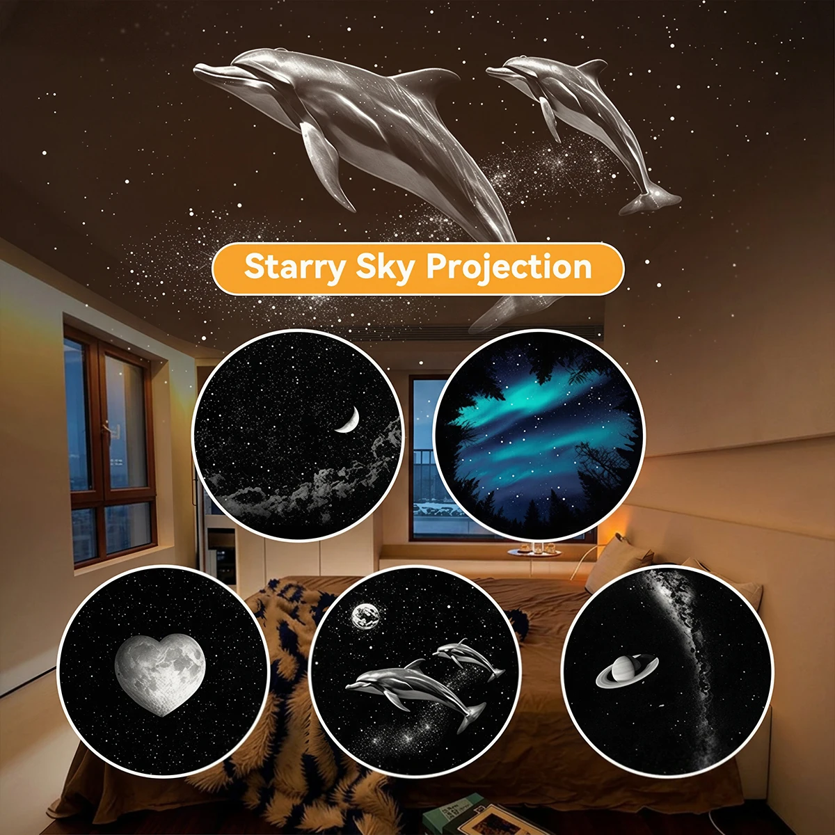 USB Plug in Projection Night Lamp Galaxy Starry Sky Theme Replacement Light Ceiling Decoration Projection Lamp for Home Bedroom