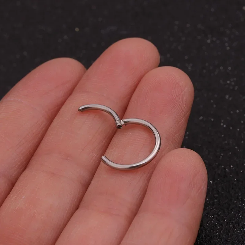 Hoop Earrings Piercing Jewelry 1PC Stainless Steel Simple Classic Round Circle Hoop Earrings For Women Men Punk Smooth 6-16mm Huggie Earring
