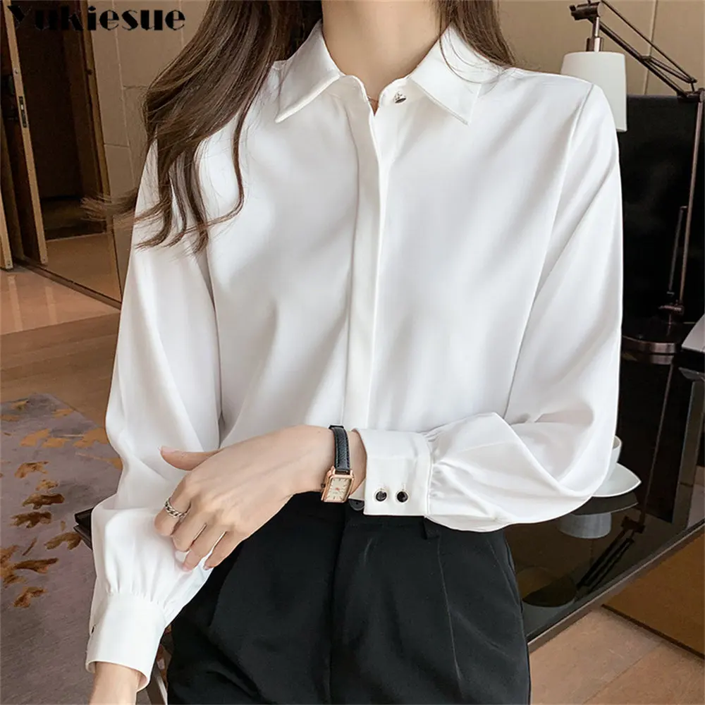 

Блузка женская с длинным рукавом, модная простая элегантная Свободная рубашка в Корейском стиле, на пуговицах, удобная прямая однотонная в стиле Харадзюку, на весну