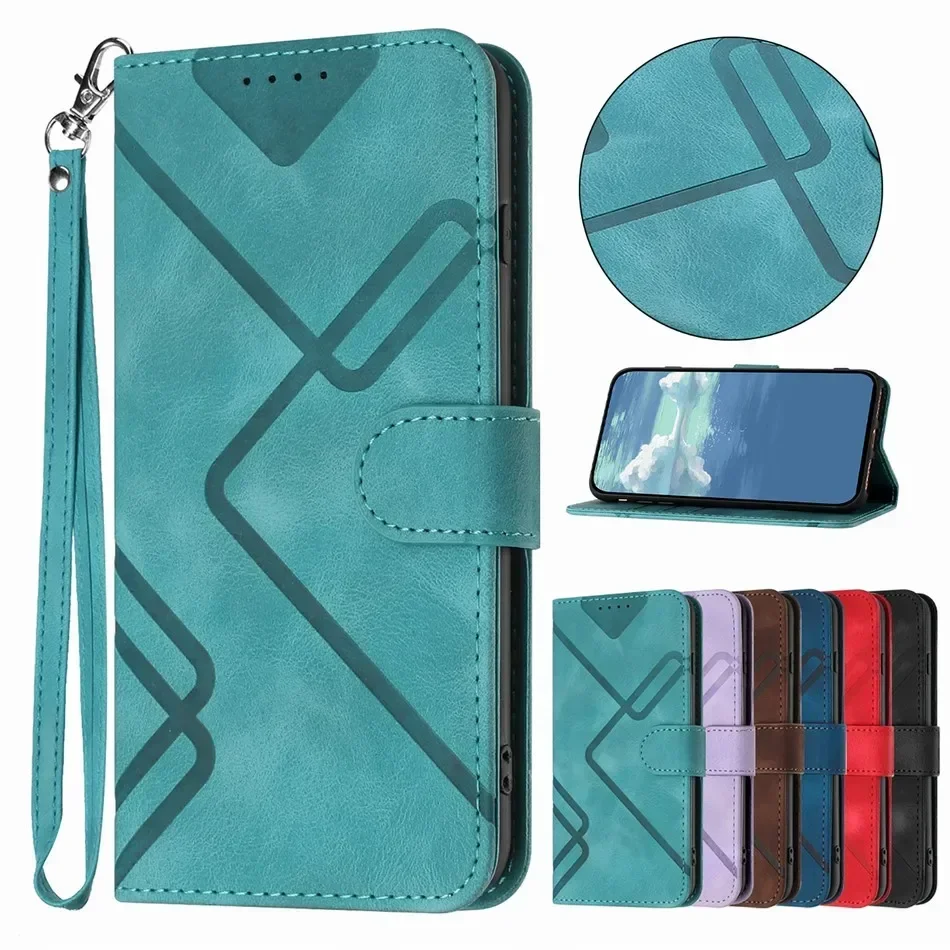 Stylish Flip Wallet Phone Case with Card Pocket & Lanyard