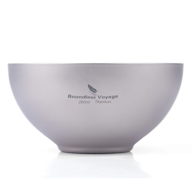 

Boundless Voyage Camping Tableware Titanium Bowl 260ml Double-Wall Anti-scalding Portable Outdoor Picnic Cutlery Rice Container