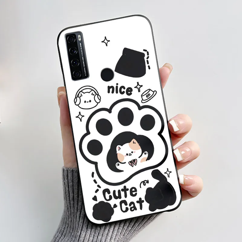 Aesthetic Cute Cat Astronaut Shockproof Black Soft Silicone Phone Case