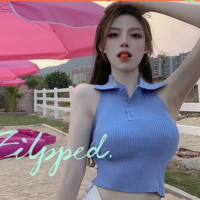 

Ihkke Open-Back Knitted Camisole Sleeveless