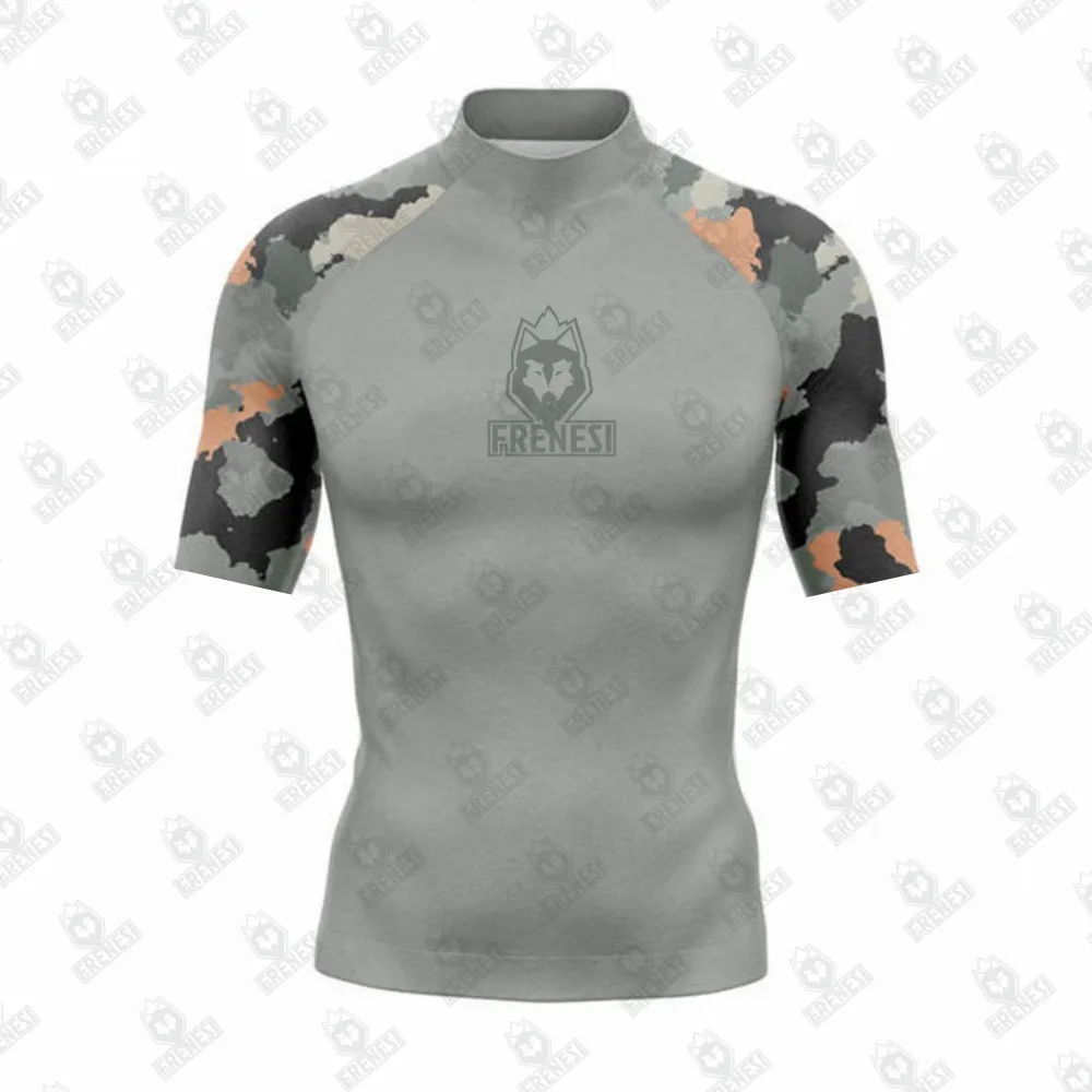 Frenesi Men UPF 50+ Short Sleeve Swimwear Splice UV Sun Protection Quick-dry Surfing Diving T Shirt Shorts sports shirt men rashguard