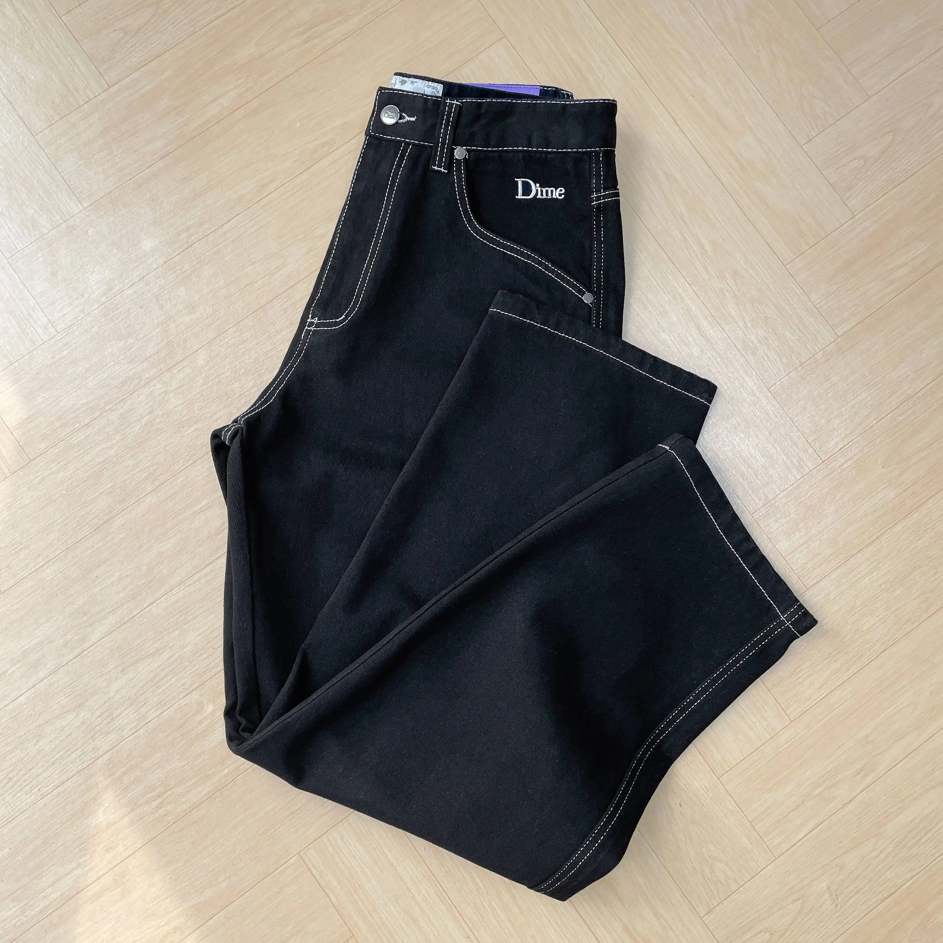 Y2K Dime Jeans For Men Dime Skate Baggy Jeans Embroidery Denim Simple Pants Women Mujer