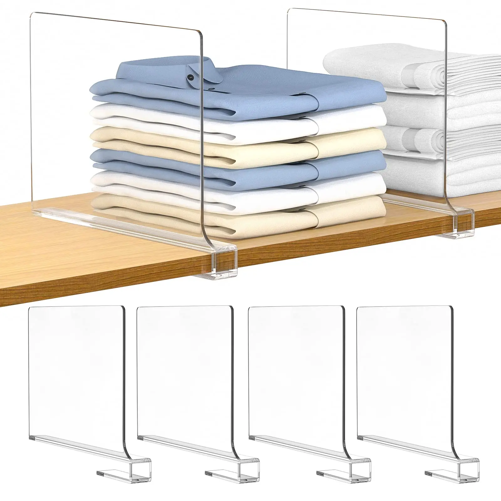 Acrylic Shelf Dividers, 8 Pack Clear Shelf Dividers, Plastic Closet Shelve  Divider for Clothes Purses Separators, Adjustable Wood Shelves Organization