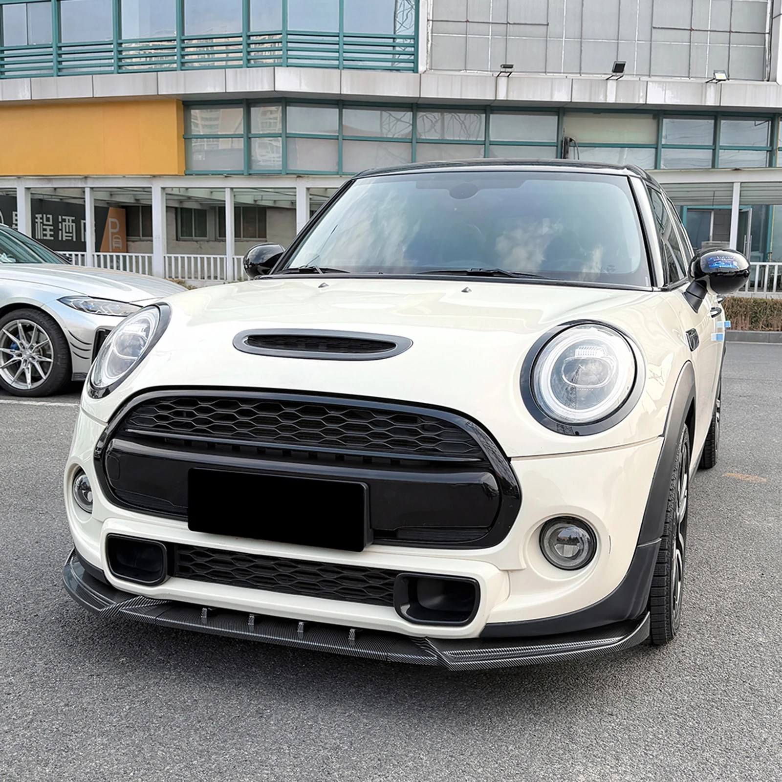 미니 쿠퍼 S JCW F55 F56 F57 2014-2021 프론트 범퍼 스포일러 립 카본 파이버 룩/글로스 블랙 로워 스플리터 블레이드 가드