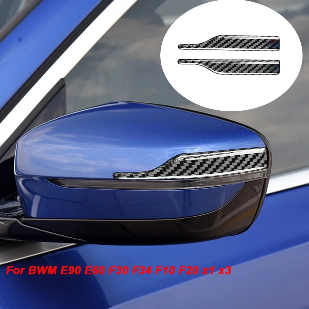 2pcs Carbon Fiber Anti-collision Bumper Sticker Rearview Mirror Anti-Rub Strips Protector For BMW E90 E60 F30 F34 F10 F20 X1