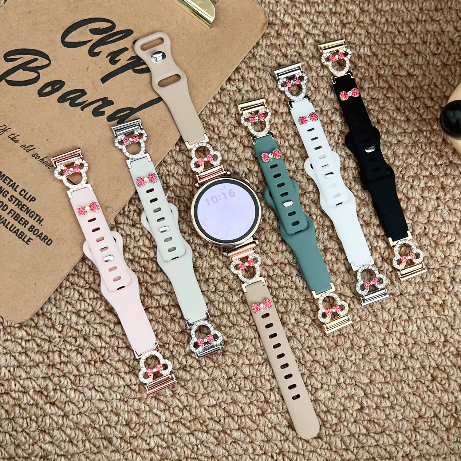 Elegant Diamond-Studded Silicone Metal Strap, Universal Fit 18/20mm – Lightweight & Fashionable