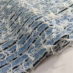 Fashion Tassel Denim Fabric Beggar Destructive Cut Flower Fabric Thickened Designer Fabric Diy