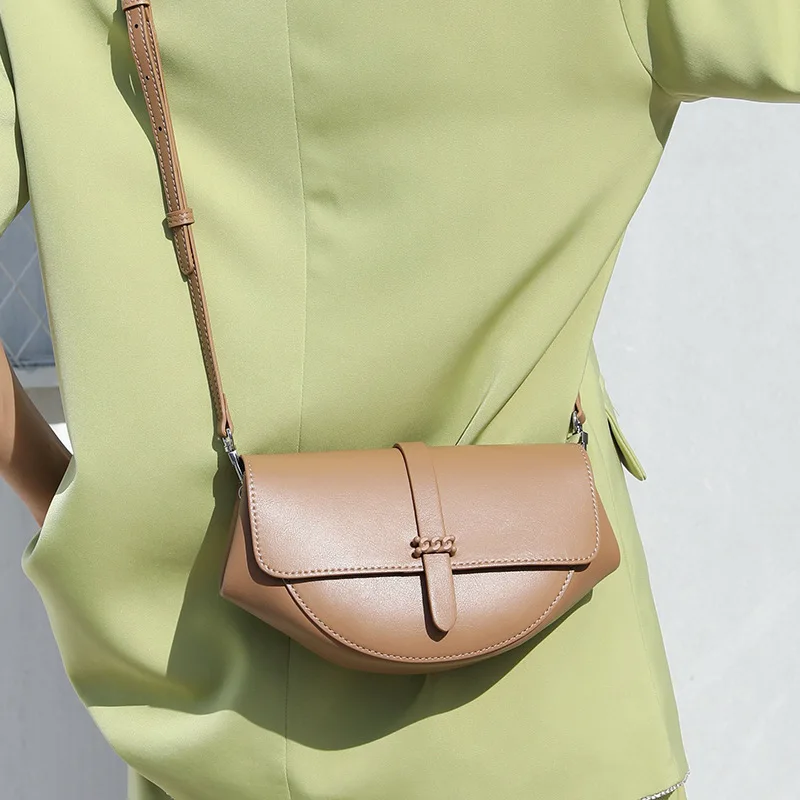 Light Luxury Leather Saddle Cover Cowhide Flip Shoulder Womens Bag New Fashion Trend Simple And Versatile Cross-body Women's Bag