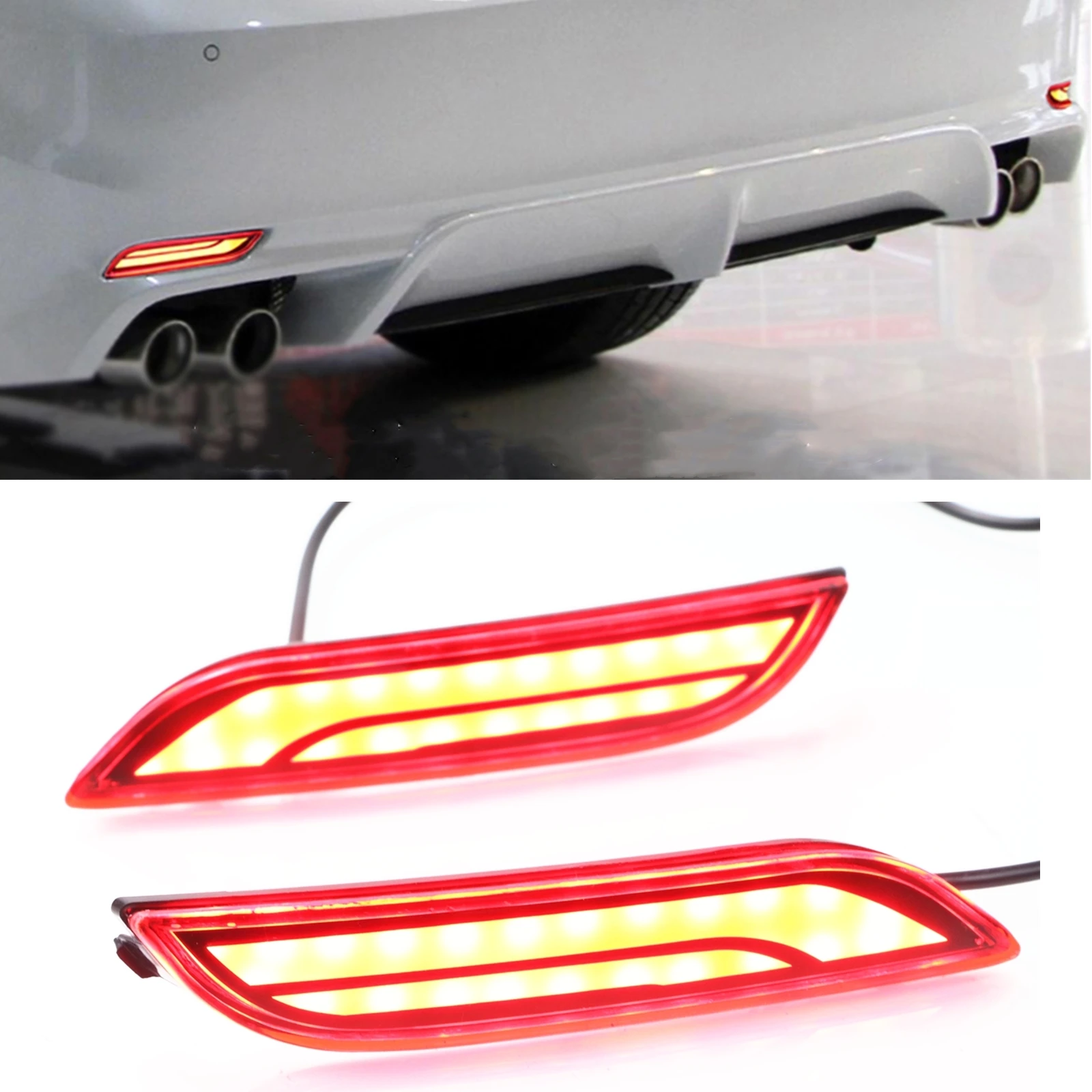 

2 Pieces Rear Bumper LED Reflector Brake Stop Light Tail Turn Indicator Fog Lamp Bulb For Toyota Camry XV70 SE 2017-2022