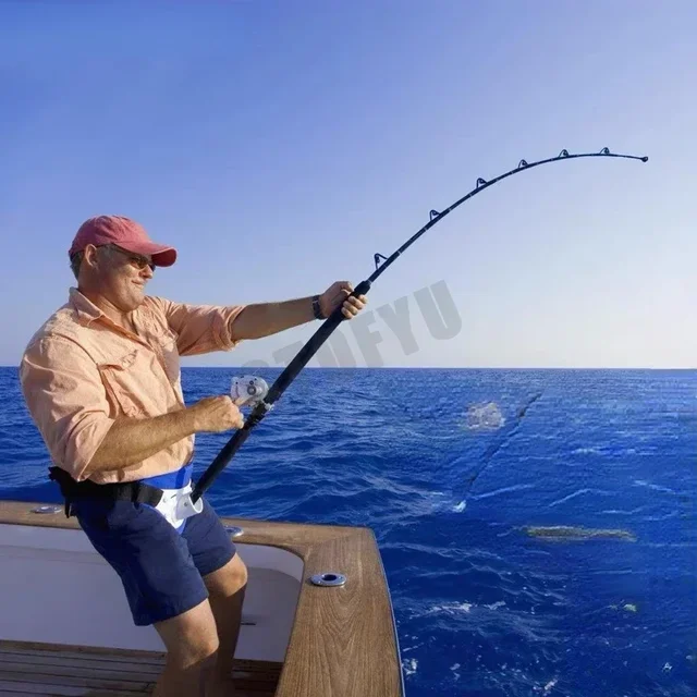 1.98M 2.1M Saltwater Spinning Big Game Fishing Rod 50kg 2 Piece Offshore Trolling Rod Sea Boat Fishing Pole with Roller Guides 5