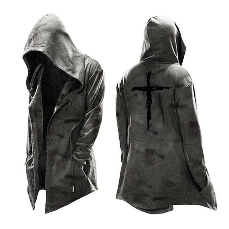 M-4XL United State Halloween 3D Printed Men Hoodies Unisex Long Jackets Retro Hooded Long Sleeve Coats Street Black Tracksuits