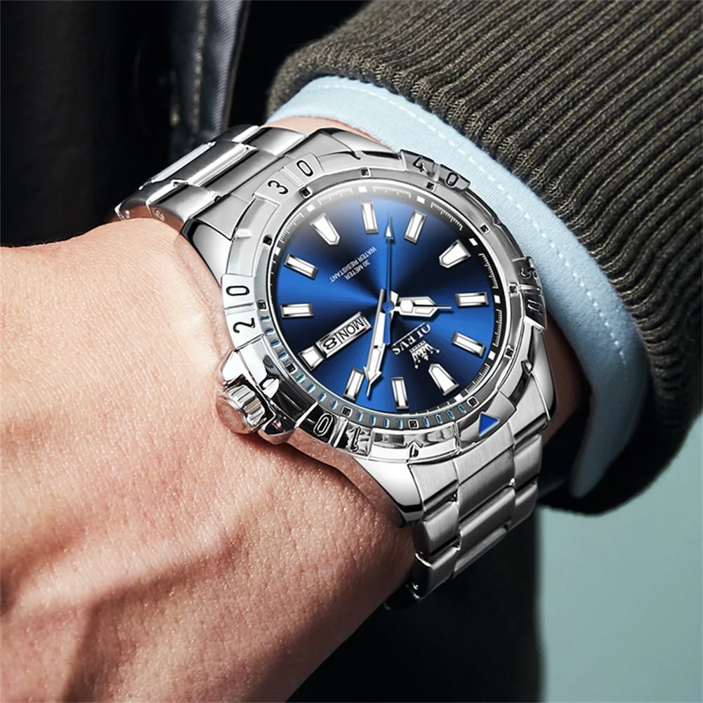 OLEVS Watches for Men Fashion Business Sport Stainless Steel Strap Wristwatch with Date Waterproof Quartz Watch reloj hombre