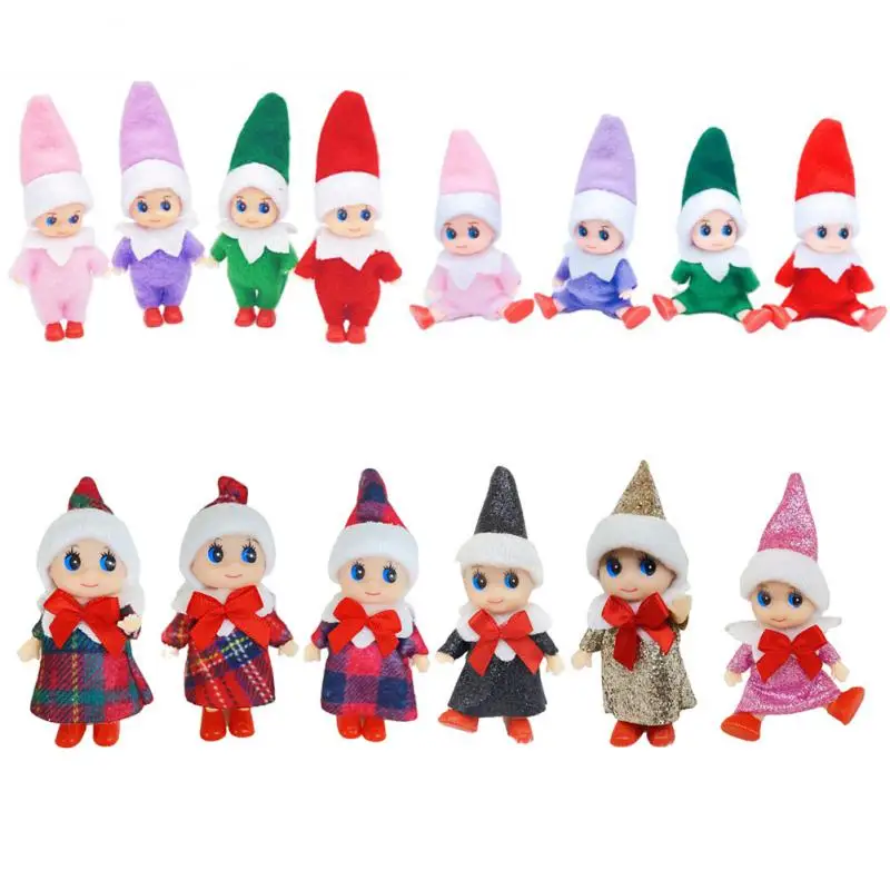 Christmas Decorations Assembled Toys Christmas Baby Elf Dolls Kawaii Mini Babies Elf Dolls Set Plush Toys Accessories Festive Party Christmas Toys Gift Kid Child