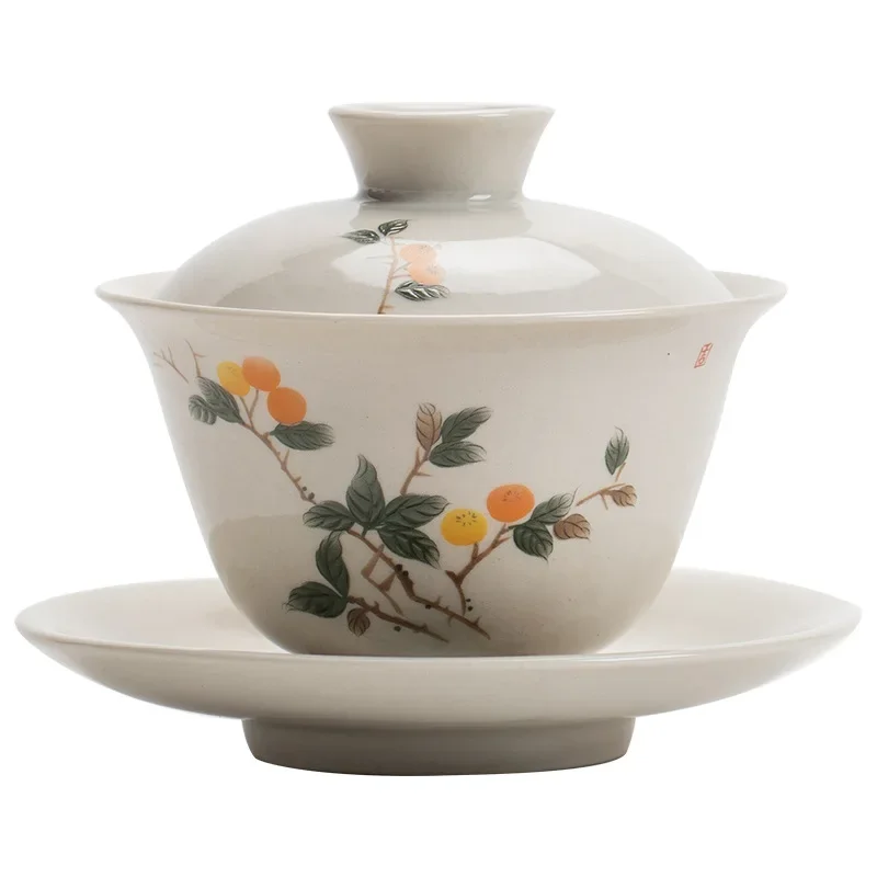 Chinese Handmade Gaiwan 180ml Ceramic Sancai Tea Tureen Tea Cup Under Glazed Teacups Vintage Kungfu Teaware Set