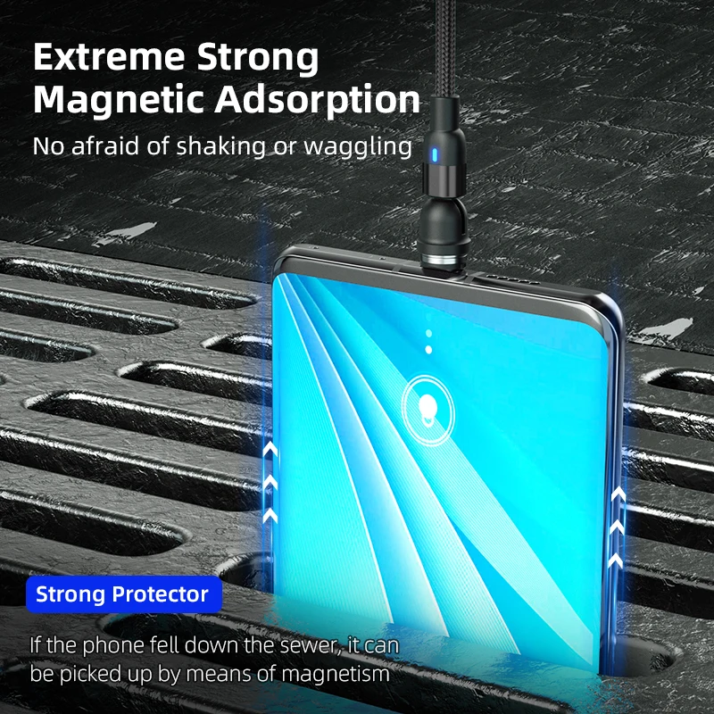 Magnetic 540° Rotating USB Type C Charging Cable - Fast Charge 2.4A