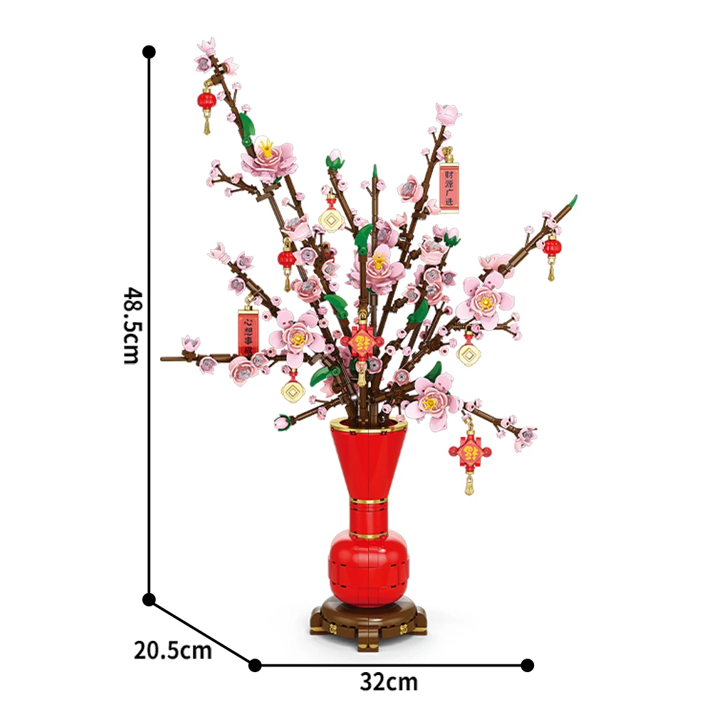 Blumenstrauß Pflaumenblüte Pfirsichblüte Narzisse Bonsai Topfpflanze Bausteine Modell Dekoration Spielzeug für Kinder Geschenk ﻿ – Detail 9