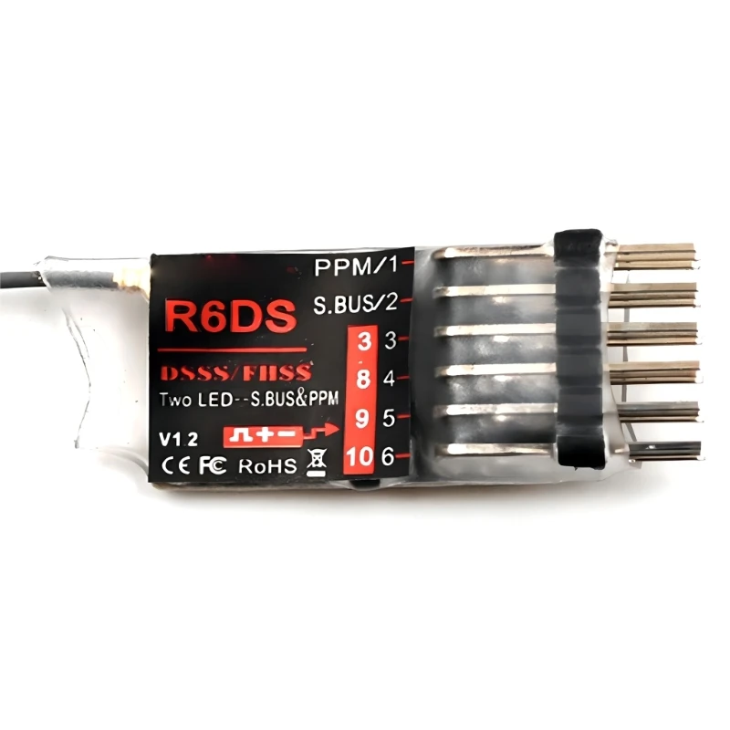 

Приемник R6DS 2 6CH PPM PWM Выход SBUS, совместимый для AT9 AT9S AT10 AT10II Передатчик дистанционного управления автомобиля