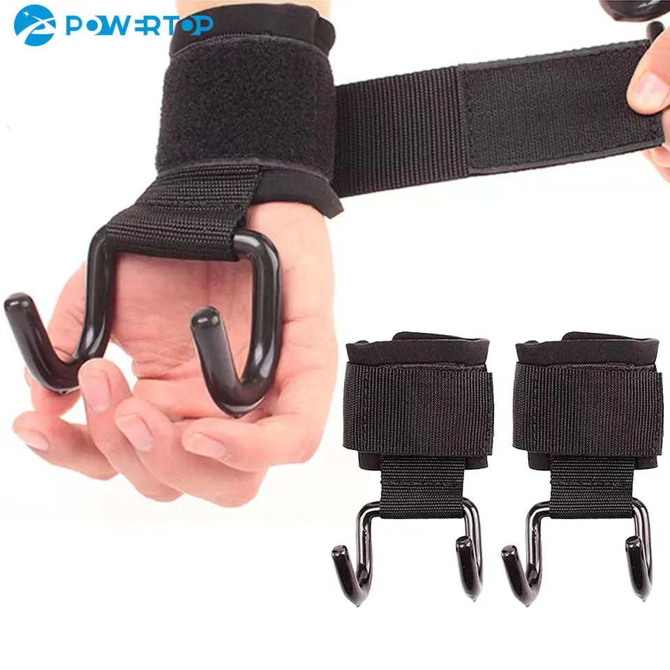 Adjustable Strong Steel Hook Grips Straps Weight Lifting Strength